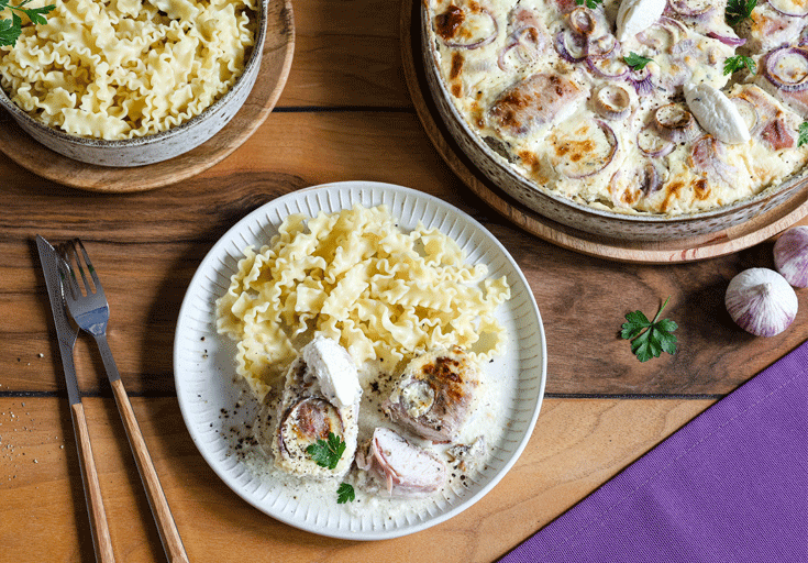 Puten-Schinken-Röllchen mit Frischkäsesauce - miree