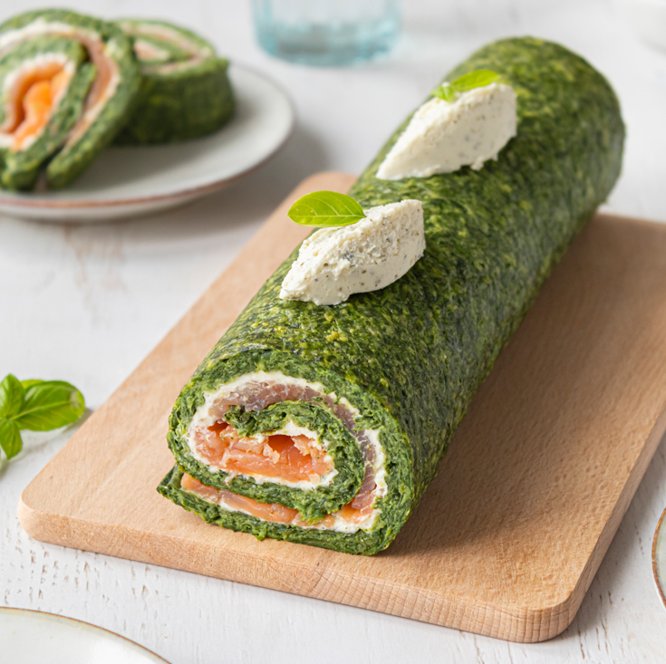 Frischkäse-Spinatrolle mit Räucherlachs - miree